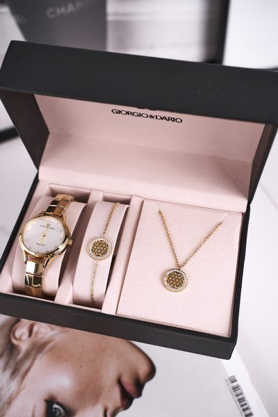 Set Watch Bracelet Necklace Giorgio&Dario Gold Coin
