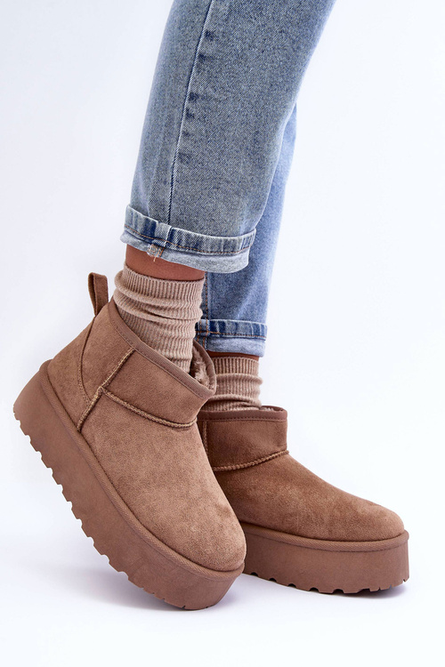 Suede Snow Boots On Platform Dark Beige Corcoran