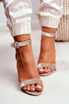 Lu Boo Beige Velor Sandals On A Pole Catherine