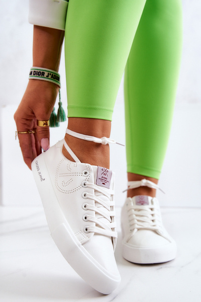 Tenisówki Damskie Niskie Cross Jeans Białe JJ2R4053C