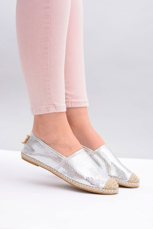 Lu Boo | Slip-on Silver Women's Espadrilles Snake Pray
