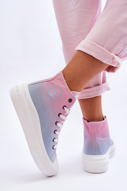 High Platform Sneakers Big Star LL274A191 Pink and Blue