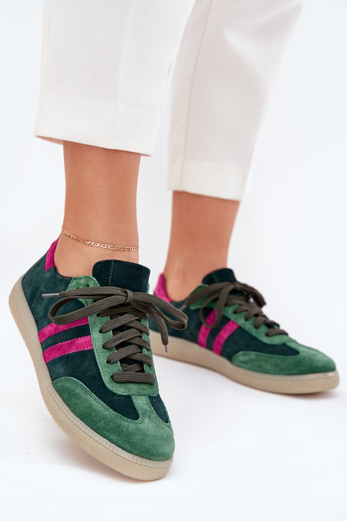 Damskie Sneakersy Zamszowe Ciemnozielone Zazoo N1068