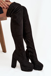 Knee high and platform boots eco suede black Amareen