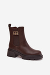 Women's ankle boots with gold detail insulated brown Serene