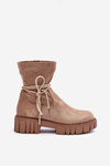 Women's Suede Boots with Lacing Beige Lineanor