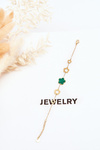 Women's Bracelet With Flowers Gold-Green