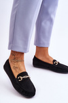 Classic Suede Loafers With Embellishment Black Amera