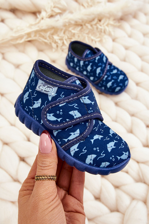 Buty Papcie Dziecięce Rekiny Granatowe Befado 465P089