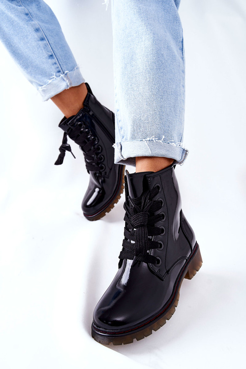 Lacquered Insulated Boots Black Lomess