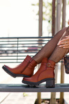 Low Heel Leather Boots Brown Irinaela 