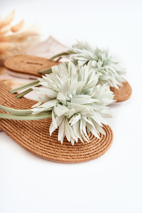 Women's Flip-flops With Fabric Ornament Green Eviana