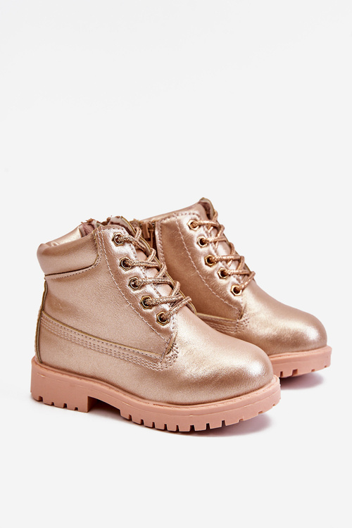 Children's Trappers Boots Warmed Pink Gold Dexter