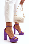 Comfortable suede sandals with high stiletto heels in purple Essence