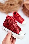 Children's Sneakers With Glitter Red Ally