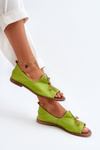 Zazoo 2660 Women's Leather Ballerina Flats Lime