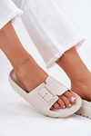 Women's Foam Platform Sandals With Buckle Beige Viasara