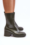 Women's Matte Wellies Boots On Heel Dark Green Bertaida