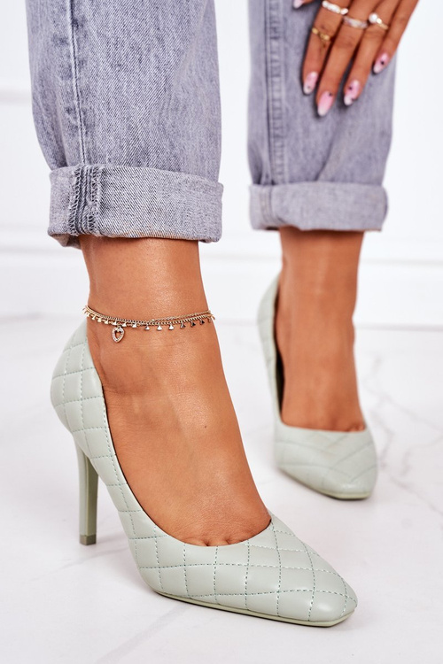 Elegant Quilted Heels Green Rosanna
