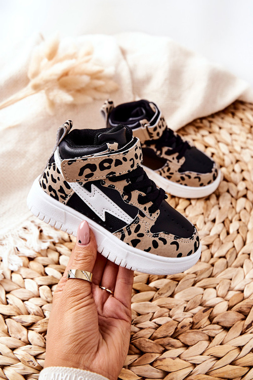 Children's High Sneakers Black and Beige Bartnie