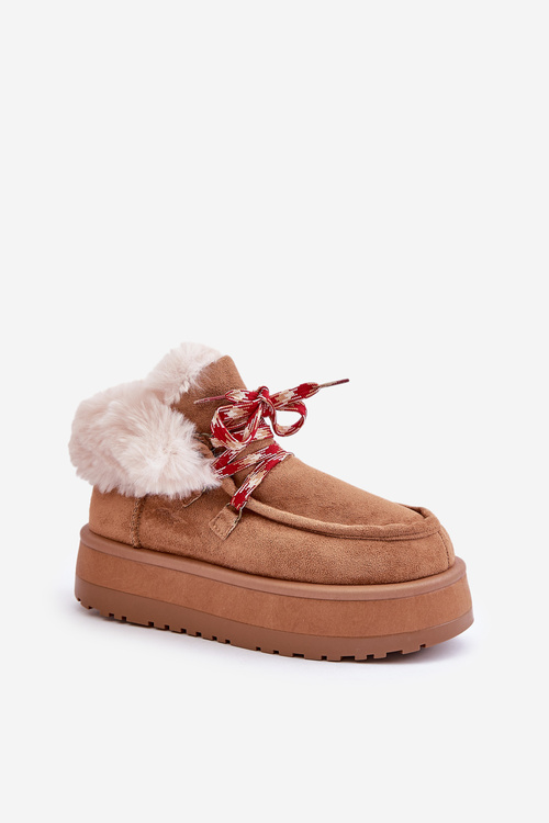 Low Women's Snow Boots On Platform With Fur Camel Neathren