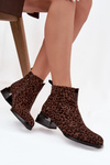 Ankle boots made of natural suede with leopard print D&A JC52-852 Brown