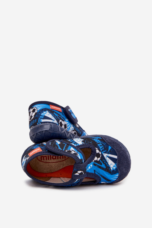 Kids slippers Milami with Velcro balls navy Jasimrra