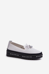 Women's Leather Platform Loafers by S.Barski LR400 White