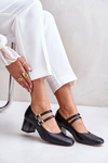 Leather Heels With Straps On The Block Black Laura Messi 2857