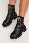 Boots Workers With Jewelry Decoration Insulated Eco Leather Black Miryssa