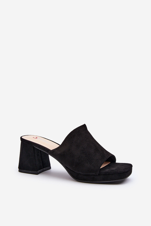 Klapki Damskie Obcas Czarne Bralya TU256P