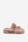 Womens Fur Slippers On Platform Khaki Talfedi