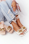 Leather Slippers With A Chain Nude French Kiss