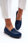 Navy Blue Women's Suede Moccasins S.Barski LR755
