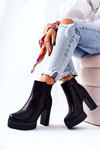 High stiletto leather boots Black Diomice