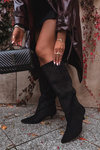 Women's Boots With Heel From Eco Suede Black Pheona