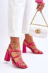 Leather Heel Sandals Fuchsia Florentina