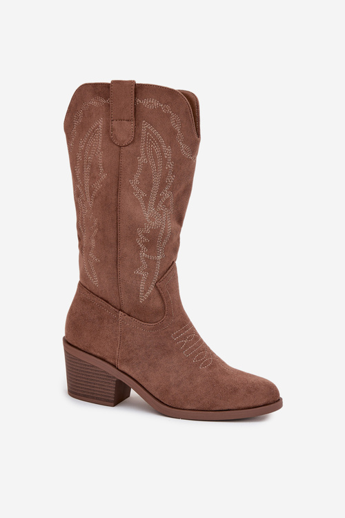 Women's Cowboy Boots with Heel Vinceza 16508 Dark Beige
