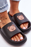 Light Women's Foam Slippers With Teddy Bear Black Lia