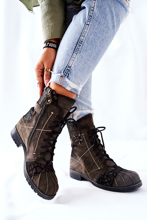 Women's Boots Leather Heated Maciejka Olive 03961-24