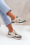 Sneakersy Buty Sportowe Damskie Beżowo-Beżowo Britma