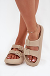 Women Foam Sandals With Buckles Vinceza 76056 Beige