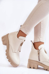 Women's Leather Boots With Decoration Light beige Maley