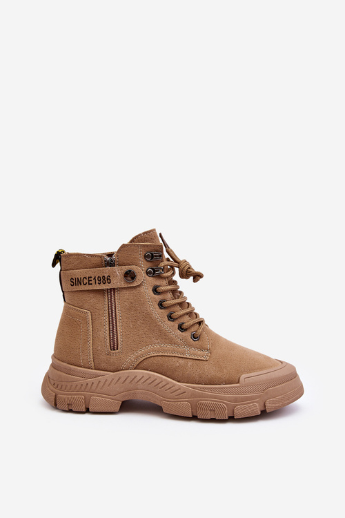 Women's Fleece-Lined Suede Trapper Boots Beige Jailina