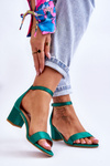 Satin Low Heel Sandals Green Juliet