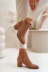 Eco Suede Ankle Boots With Heel Zipper Closure Camel Sairis
