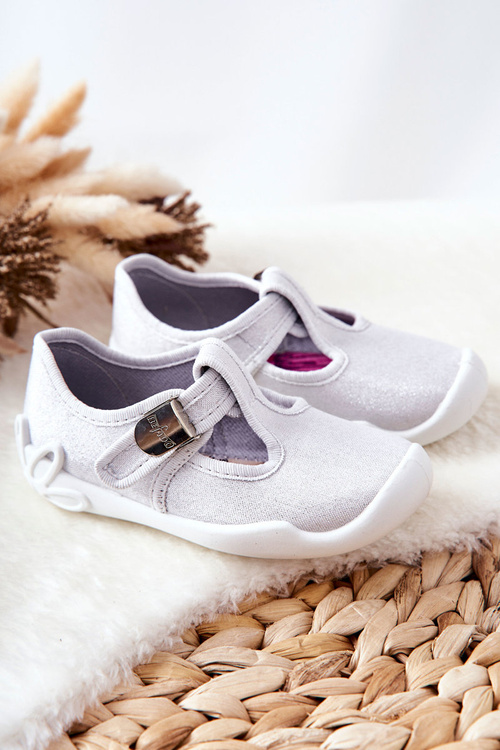 Papcie Baleriny Befado Błyszczące 115X001 Srebrne