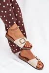 Women's sandals on cork platform with buckle beige Vianara
