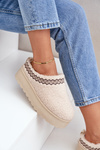 Snow Boots Slippers On Platform With Sheepskin Light Beige Leaniella