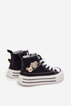 Children's High Sneakers With Gold Decoration Black Elvena